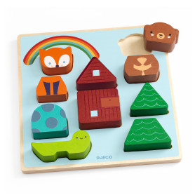 Puzz & Match Rainbow – Puzzle bois Djeco dès 18 mois