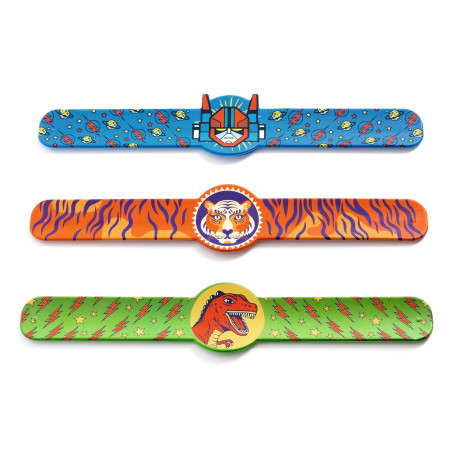 Bracelets enrouleurs enfants – Motifs dinosaure, tigre et super-héros