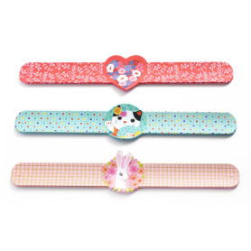Bracelets enrouleurs enfants – Djeco – Motifs cœur, chat et lapin