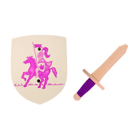 Amalia Knight Set for Girls – Pink Wooden Shield & Sword