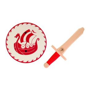 Snorre Mini Viking Set – Round Shield + Red Wooden Sword