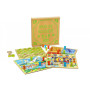 Coffret 4 jeux en bois Jeujura - Petits chevaux, oie, dames, échelles