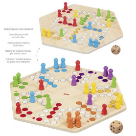 Jeu des petits chevaux en bois – Plateau recto verso 4 à 6 joueurs