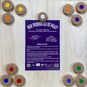 Jeu de palets enfant – Planche en bois 50x50 cm avec palets en liège