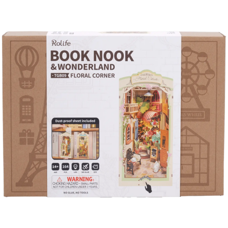 Robotime Booknook Floral Corner – Kit DIY serre-livres lumineux