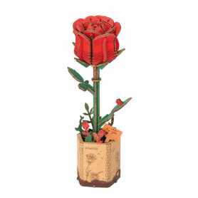 Robotime Red Rose – Wooden DIY Flower with Pot – 106 Pieces