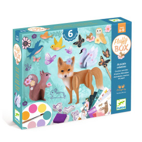 Djeco Fluffy Box – 6-in-1 Creative Activities Set – Soft Animals Theme