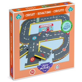 Djeco Crazy Motors Circuit Puzzle – 26 Modular FSC® Cardboard Pieces