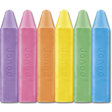 Janod Sidewalk Chalk Set x6 – Big Washable Chalks for Kids