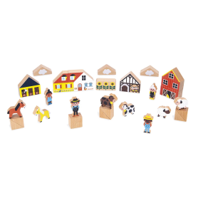 Wooden Blocks Set Countryside – Cross Roads Construction Toy Janod
