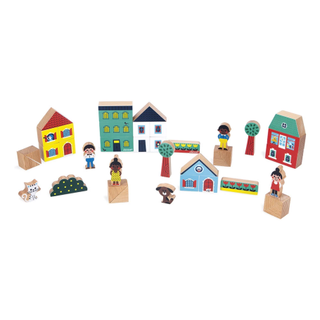 Set of 36 Wooden Blocks City – Cross Roads Janod