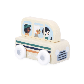 Wooden Bus White Valley Janod - Cross Roads Toy from 12 months