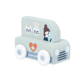 Janod Wooden Veterinary Truck - Cross Roads White Valley