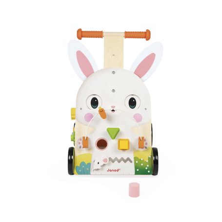 Chariot Multi-Activités Lapin en bois Janod - Jouet d’éveil