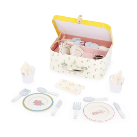 Mamie Soleil Wooden Tea Set in Suitcase - Complete Playset | Janod