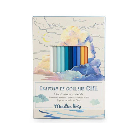 12 crayons de couleur + cartes ciel - Le jardin du moulin