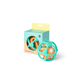 Set de 2 balles sensorielles bébé – Silicone souple orange/vert