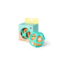 Set de 2 balles sensorielles bébé – Silicone souple orange/vert