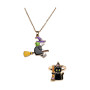 Witch Necklace & Black Cat Ring Set – Magical Halloween jewelry