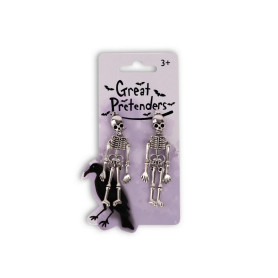Boucles d’oreilles squelette à clips – Bijou Halloween sans perçage