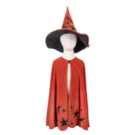 Cape de sorcier citrouille avec chapeau 4/6 ans – Déguisement automnal