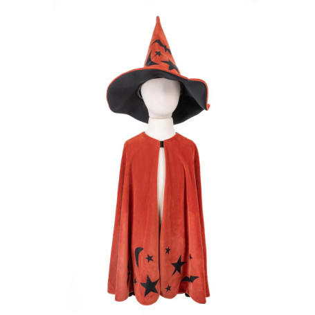Cape de sorcier citrouille avec chapeau 4/6 ans – Déguisement automnal