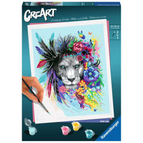 CreArt Boho Lion – Adult Paint by Numbers  with 20 acrylic paints