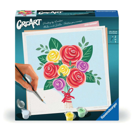 CreArt Bouquet de Roses – Peinture par numéros adulte avec 14 couleurs