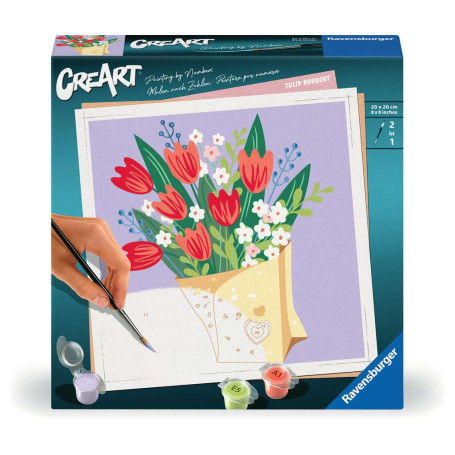 CreArt Bouquet of Tulips – Adult Paint by Numbers 14 acrylic paints