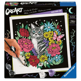 CreArt Cat – Adult Paint by Numbers 20x20 cm, 14 acrylic paints