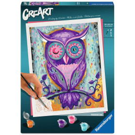 CreArt Owl – Adult Paint by Numbers Kit  with 17 acrylic paints