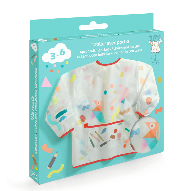 KufaerBeam Tablier De Peinture Imperméable Pour Enfants – Manches Longues, 3 Poches, Taille L (65 Cm) – Dès 2 à 8 Ans – Idéal Pour Art, Cuisine, Bricolage