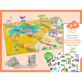 Djeco Lift-and-Layer Stickers – Repositionable 3D animal-themed