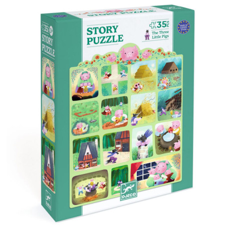 Puzzle Story 35 pièces - Les Trois Petits Cochons - Djeco