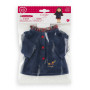 Festive coat for 36 cm Ma Corolle dolls: tartan ruffle collar, red embroidered buttons, glitter dachshund print. From age 3.