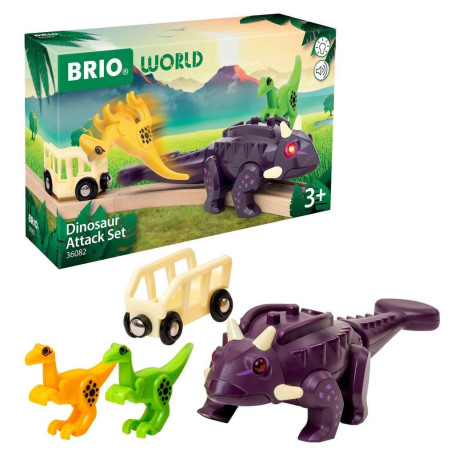BRIO Dinosaur Attack Set – 4-piece interactive dinosaur playset