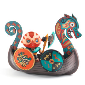 Djeco Arty Toys Drak & Drakkar – Viking Warrior & Boat Playset