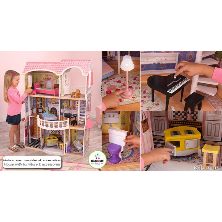 Maison de poupées Manoir Magnolia avec mobilier