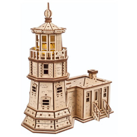 Ugears Split Rock Lighthouse – 3D Wooden Puzzle with Light – 295 pcs