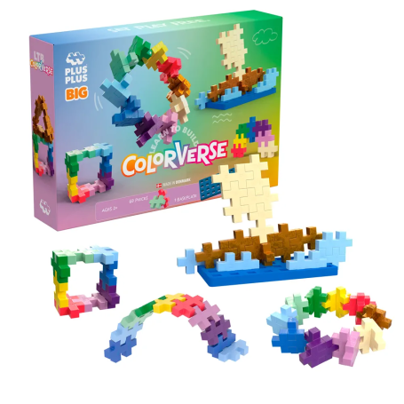 Plus-Plus BIG Colorverse Kit – 60 Pcs & Baseplate – Creative Toy 2+