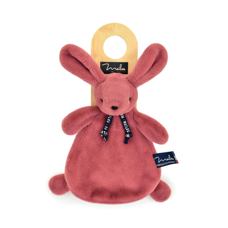 Doudou Lapin Plat Maïlou – Bois de Rose – Made in France