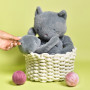 Maïlou Méloé blue grey Cat Plush – 37 cm – Handmade in France