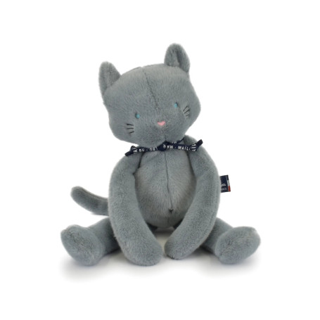 Maïlou Méloé blue grey Cat Plush – 37 cm – Handmade in France