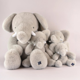Maïlou Sowen Grey Elephant Plush – 30 cm – Handmade in France