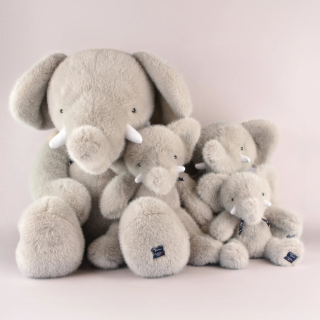 Maïlou Sowen Grey Elephant Plush – 30 cm – Handmade in France