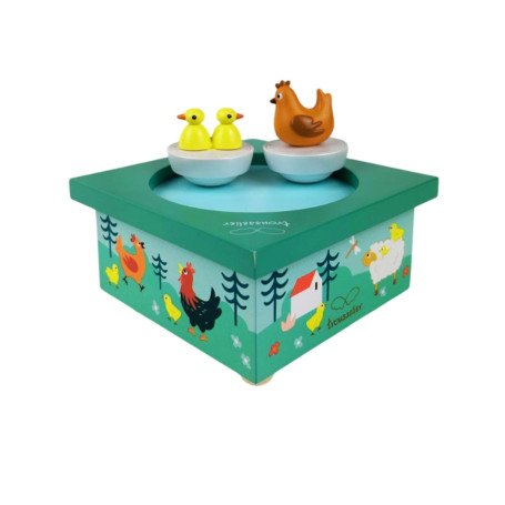 Trousselier Farm Magnetic Music Box – Wooden Dancing Toy 12m+