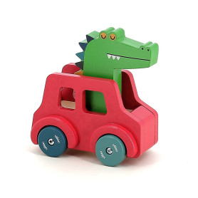 Vilac Wooden Crocodile Horn Car – Andy Westface Design – Toy 18m+