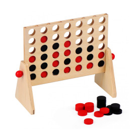 4 in a Row Wooden Game – Classic Strategy Connect Game – 2 Players