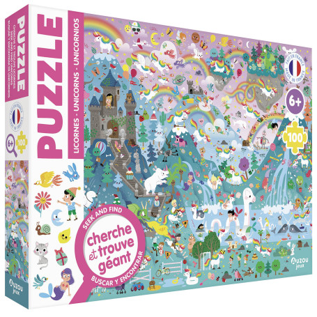 Unicorn Search & Find Puzzle (100 Pieces) – Made in France – Auzou 6+