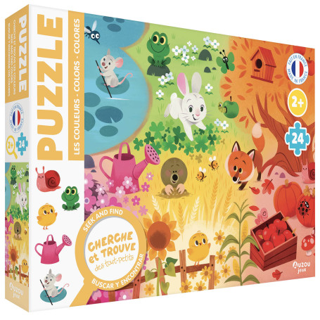 Puzzle cherche et trouve tout-petits – Couleurs (24 pièces) – Auzou 2+